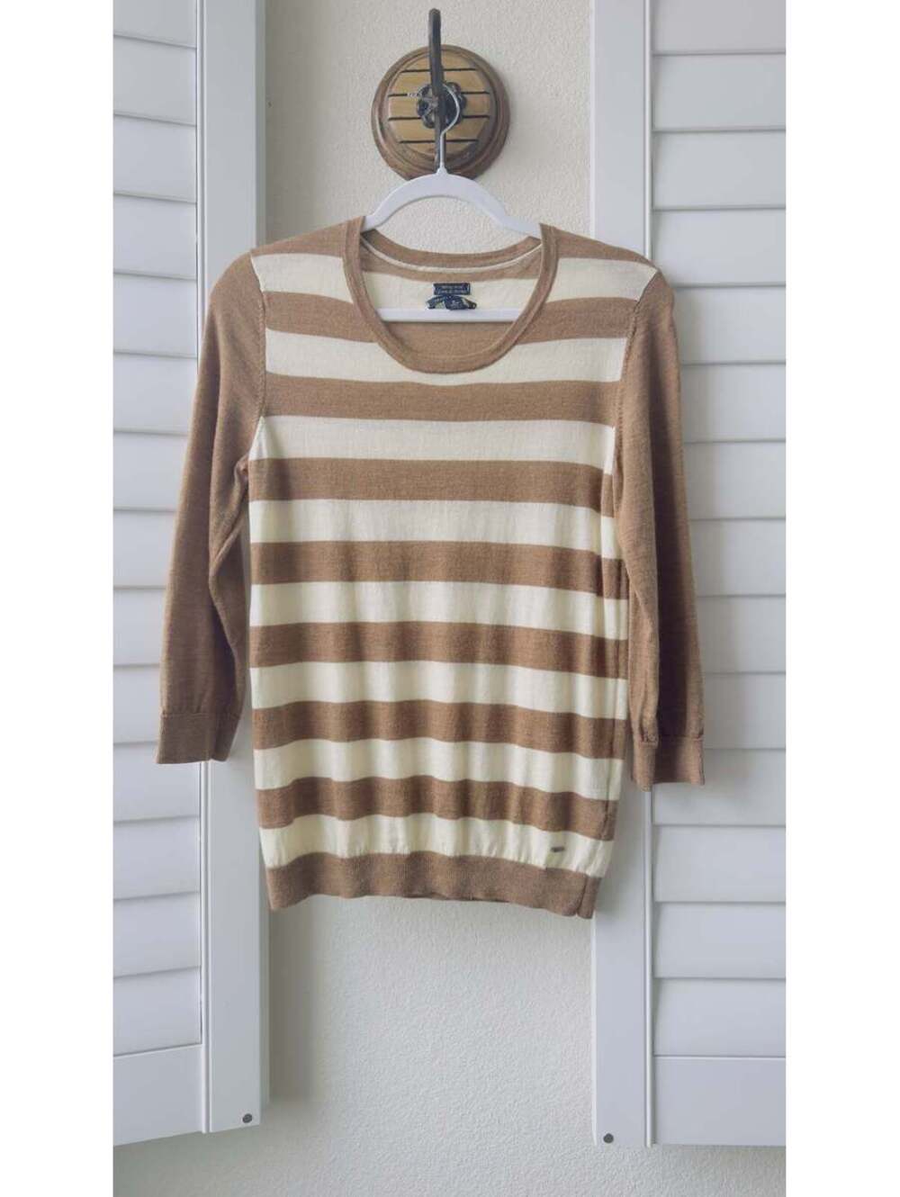 Tommy Hilfiger 100% Merino Wool Striped Knit Sweater Size M